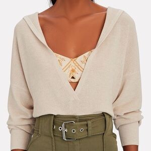 Intermix Julie V-Neck Hooded Sweater